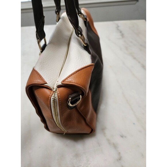 Woman's Handbag Brown/Tan, Zip Closure, Double Handles, Outer Pockets - Picture 5 of 9